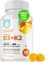 DR. MORITZ Vitamina D3 Gummies (5000 UI) con K2 - para adultos y niños - Vitamina D3 K2 Gummies para el soporte inmunológico &amp; Bone Health - Vegan, Sugar Free, Gluten Free (60 Conteo)
