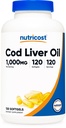Nutricost Cod Liver Oil 1000mg, 120 Softgels - No GMO &amp; Gluten Free