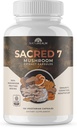 Naturealm Sagrado 7 Mushroom orgánico Polvo para el café - Suplemento Premium de Mushroom Blend con Lions Mane, Reishi, Chaga - USDA Organic Daily Wellness Blend (120 Conde (Pack of 1), Sagrado 7)