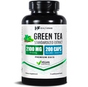 Healthfare Green Tea Extract Pills 2100mg ← Suplemento Estándarizado con EGCG & Polyphenols  200 Vegan Capsules ← Extra Strength Antioxidant Support ← Non-GMO, Gluten-Free TEN Made in USA