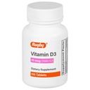 Vitamina Rugby D3, 25 mcg (1,000 UI) - Suplemento dietético - 100 Tabletas (1 Pack)