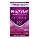 Phazyme Ultimate Strength Anti-Gas 500 mg Simethicone Gas Relief for Adults, Fast Gels Quickly Ease Bloating, Pressure and Discomfort, 20 Condes