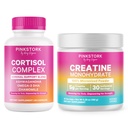 Pink Stork Stress Support Suplementos para Mujeres ← Complejo Cortisol con Adaptogens &amp; Creatine Monohydrate Powder  durable Energy, Focus, Hormona, Mood & Cognitive Wellness for Women