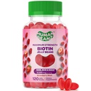 Biotina Jelly Bean Gummy Vitaminas, Max Strength Biotin for Hair, Skin and Nails, 10,000mcg por Serving, Hair Growth Vitamins for Men and Women, 120 Strawberry Blast Jelly Beans, Kosher