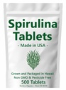 Spirulina Tablets - Made in USA - 500 Tablets - Grown in Hawaii - Non GMO &amp; Pesticide Free
