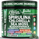 Sea Tox Organic Spirulina y Chlorella Capsules Natural Cleaning & Nourishment Sea Moss Bladderwrack Chlorophyll Burdock Root Ashwagandha Turmeric 90 Vegan Black Seed Oil Capsules By Clean Nutra