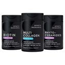 Investigación Deportiva Vegan Biotina 10,000mcg con aceite de coco, Píldoras multi colágeno (Tipo I, II, III, V, X) Péptidos de colágeno hidrolizado con ácido hialurónico + Vitamina C & Phytoceramides 350mg por Softgel