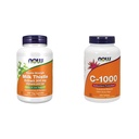 AHORA Suplementos, Silymarin Milk Thistle Extrae 300 mg con Artichoke y Dandelion & Suplementos, Vitamina C-1,000 con Rosa HIPS, liberación sostenida, protección antioxidante*