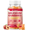 Suplemento de selenio para soporte tiroideo Gummies 200mcg como Booster de energía para mujeres y hombres, Peach Flavor (60 Conde(Pack of 1))
