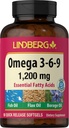 Lindberg Omega 3 6 9 Suplementos TENIDO 1200mg TENIDO 90 Softgels TENIENTES Ácidos grasos esenciales TENIDO CON Pez, Flax y aceite de borrado TENIDO NO GMO, Gluten Free