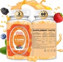 L-Lysine Gummies 1000mg - L-L-Lysine Supplements for Kids and Adults - Lip and Cold Sore* Support for Women - Chewable Lysine Gummies with Vitamin B12 - Vegan, Non GMO, Gluten-Free, 120 Condes
