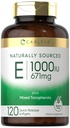 Carlyle Vitamin E with Mixed Tocopherols TEN 1000 IU TEN 120 Softgels TEN Naturally Sourced Supplement TEN Non-GMO and Gluten Free Formula