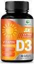 Vitamina D3 5000 IU Softgels (125 mcg) - Extra Strength Vitamins D-3 Suplemento dietético para bonificación, dientes, salud muscular &amp; soporte inmunológico, absorción rápida Mini D Softgel, no GMO, Gluten Gratis - 60 Cuenta