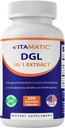 Vitamatic DGL Licorice 3800 mg Equivalente por Serving (a partir de 10:1 Extracto 380 mg) - 10X Stronger - Asistencia Funciones digestivas saludables y respiratorias - 200 cápsulas
