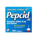 Pepcid AC Original Strength Heartburn Relief Tablets, OTC Medicine Prevents ' Relieves Heartburn Debido a la indigestión de ácido " Sour Stomach, 10mg Famotidine Acid Reducer, Fast-Acting, 90 ct