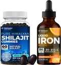Ultimate Health Bundle: Liquid Iron Supplement &amp; Pure Himalayan Organic Shilajit Gummies for Women &amp; Hombre - Non-GMO, Vegan, Natural Energy and Immune Support - 60 Gummies & 30 Servings