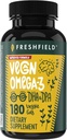 Vegan Omega 3 DHA: Algae Oil, Most Reviewed, Carrageenan Free, Sustainable, Tested, No Heavy Metals, Fish Oil Alt, Plant Based Omega. Apoya Corazón, Cerebro, Salud Conjunta w/DPA