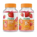 Zinc Lifeable 50mg + Vitamina D 5000 UI, Gummies Bundle - Gran Tasting, Suplemento de vitamina, Gluten Gratis, GMO Gratis, Chewable Gummy