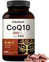 NatureBell CoQ10 200mg con PQQ, 240 cápsulas vegetales ← Stable High Absorption Form – Antioxidant Support for Heart, & Energy Health – Extra Strength Coenzyme Q10 Suplemento