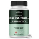 Probióticos orales Suplemento con Prebióticos - Soporta guiones de dientes saludables Mouth y Respiración sin olor fresco para adultos - Probiótico Dental sabor a fresa (60 Tablets, 60 Day Supply)