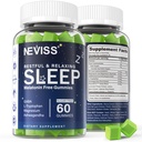 NEVISS Melatonin Free Sleep Aid Gummies for Adults - Magnesium Glycinate Gummies ← GABA, L-Tryptophan, Magnesium, Ashwagandha - Non-Habit Forming, Help for Deep Relaxation - Vegan, Lemon Flavor, 1Pack