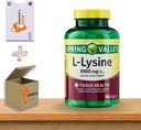 L-Lysine 1000 mg Tabletas • Soporte Inmunitario &amp; Salud de la piel • 100 Cuenta por Spring Valley + Pegatina de Vena (Pack of 1)