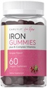 Carlyle Iron Gummies  Plus B-Complex Vitaminas ← 60 Vegan Gummies ← Grape Flavor ← Non-GMO, Gluten Free Supplement