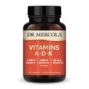 Dr. Mercola Vitaminas ADK, 30 Serviciones (30 cápsulas), Suplemento dietético, 5000 UI Vitamina A &amp; Vitamina D3, 180 mcg Vitamina K2, Soporta Salud Inmune, No GMO