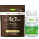 Vegan Vanilla Collagen Protein Powder + Calcio &amp; Magnesium Complex Bundle, Comprehensive Bone Support, by Igennus