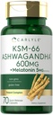 Carlyle KSM-66 Ashwagandha Capsules 600mg Silencio 70 Conde Silencio con Melatonin 5mg Silencioso Complejo Potente Silencioso No GMO, Gluten Free