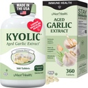 Maxi Health Kyolic Suplemento de ajo orgánico - Kosher tablas de ajo con extracto de ajo envejecido Kyolic para soporte inmunitario - píldoras de ajo vegetariano (360 conde)