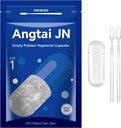 Empty Capsules Tamaño 1 - Borrar Capsules Vegetarianos Fillables(100 Cuenta) Tamaño 1 Empty Pullulan Capsules con Dos cucharas de laboratorio,- Veggie Capsules Empty Caps for DIY Your Own Supplements