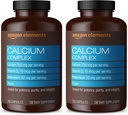 Elementos Complejo de calcio con vitamina D, 250 mg de calcio (3 por ser), Vegan, 195 cápsulas (paquete mayo Vary), soporta huesos fuertes y salud inmune (pack of 2)