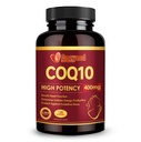 CoQ10-400mg-Softgels con PQ &amp; Omega 3, Coenzima de absorción máxima Q10, potente antioxidante para la producción de energía de la salud del corazón, 120 Conde, No GMO