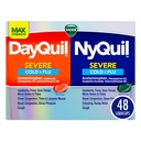VICKS DayQuil &amp; NyQuil SEVERE Co-Pack, Frío &amp; Flu Medicine, Powerful Relief for Headache, Fever, Sore Throat, Minor Aches & Pains, Congestion, Sinus Pressure, Stuffy Nose, and Cough, 48 LiquiCaps