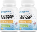 Laboratorios de Puro Sulfato de Ferroso 325 mg (65 mg de Hierro Elemental) Suplemento de Hierro de Alta Potencia Silencio No Aditivos de Color Artificial - Total 400 Tablas Hecho en EE.UU.