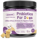 Probiotics for Dogs – 6 Billion CFUs & 10 Strains with Prebiotics, Omega-3, Digestive Enzymes & Multivitamins, Dog Probiotics for Digestive Health, Immune Support, Skin & Coat, 120 Duck Flavor Chews