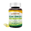 Lovita Algae Omega-3, Vegan and Plant-Based DHA ' DPA, Fish Oil Alternative, 1000mg Algae Oil, Support Heart and Brain Health, Carrageen-Free, 90 Softgels