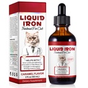 Hierro líquido para gatos, gotas de hierro líquido para gatos apoya la anemia, niveles bajos de energía y gatos letárgicos- Mejorar los niveles de energía y vitalidad, suministros de mascotas Suplemento de vitamina gato, sabor caramelo - 2 fl.oz