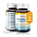 Cita de calcio de LOVITA 800 mg con Magnesio, Vitamina D3 &amp; K2, Suplemento de densidad de hueso para hombres y mujeres, apoya los dientes, la salud inmunitaria, sin gluten, no transgénico, 120 tabletas veganas
