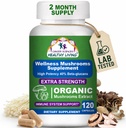Ciencia del cáncer Suplemento de seta orgánico cápsulas - 1.500 mg No GMO Wellness Complejo de setas 40% Beta-Glucans -Turquía Tail, Reishi, Cordyceps, Chaga Extract for Brain &amp; Immune Support 120 cápsulas