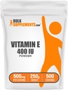 BulkSupplements.com Vitamina E 400 UI Polvo - como D-Alpha Tocopherol, Suplementos Nutricionales - Gluten Gratis, 500 mg por Serving, 250g (8.8 oz) (Pack of 1)