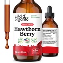 Wild &amp; Organic Hawthorn Berry Tincture 600 mg - Liquid Hawthorne Berry Supplement for General Support - Vegan, Sugar &amp; Alcohol-Free Fruit Extract Drops - 4 fl oz
