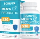 Probióticos para Hombres, 530 millones de millones de UF &amp; 12 Strains, Probiótico con Turmeric Cranberry & Goji, Gut Health para Hombres, apoya la salud digestiva, microbioma, colon, &amp; Immune Health, 30-Day Supply