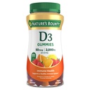 La recompensa de la naturaleza Vitamina D3 Gummies, Suplemento de vitaminas, soporta la salud inmune, 50mcg, 2000IU, sabor a fruta mixta, 90 Gummies