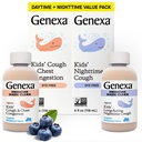 Genexa Kids' Clean Day & Night Cough Medicine, Dye Free, 0% Artificial Additives, Children's Cough, Chest Congestion, Runny Nose &amp; Sneezing Relief, Ages 6+, Organic Blueberry Flavor, 8 fl oz (2 Pack)