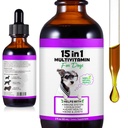 15 en 1 gotas multivitamínicas para perros - Vitaminas para perros &amp; Suplementos Perro Natural Multivitaminas y Minerales - Glucosamina, MSM para piel " Cuna, Salud del Corazón, Huesos, Conjunto, Sistema Inmunitario