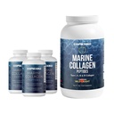 CORREXIKO Marine Collagen Supplement Pills &amp; Powder Bundle 3 Month Supply - Incluye 10.000mg Double Hydrolyzed Collagen Powder 1kg & 1800mg Collagen Peptides 360 Capsules - para el cabello, piel y uñas