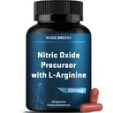 L-Arginina 3000mg Nitric Oxide Suplemento para Hombres y Mujeres – Cápsulas Veganas no GMO con punta de remolacha para la circulación, resistencia, energía, resistencia, rendimiento y entrenamiento – 90 Cápsulas