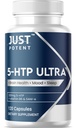 Just Potent 5-HTP Ultra 200mg ← 120 Capsules - 4-Mes de suministro Silencioso para el sueño, el mood y la salud cerebral tóxico Fortificado con SAM-e y vitamina B6